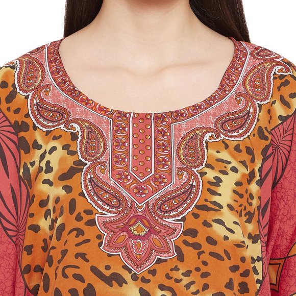 Gypsie Blu Plus Size Animal Printed Beach Kaftan Summer Dress Beach Cover Up - Picture 8 of 10